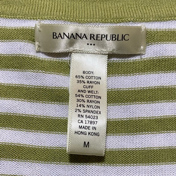 2 for $30 Banana Republic Stripe Green White Scoop Neck Sweater Size Medium - Picture 7 of 7